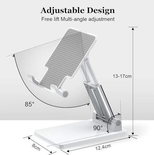 HKM-535699 Adjustable Phone Stand with Stable Metal Base for Ergonomic Viewing and Universal Device Compatibility