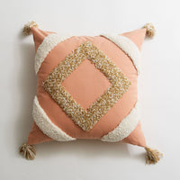 HKM-535827 Geometric Cotton Canvas Pillow Cushion Cover with Tassels, 45x45cm and 30x50cm Sizes