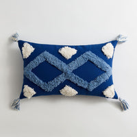 HKM-535827 Geometric Cotton Canvas Pillow Cushion Cover with Tassels, 45x45cm and 30x50cm Sizes