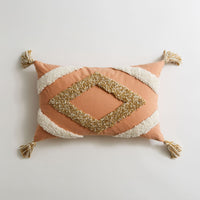 HKM-535827 Geometric Cotton Canvas Pillow Cushion Cover with Tassels, 45x45cm and 30x50cm Sizes