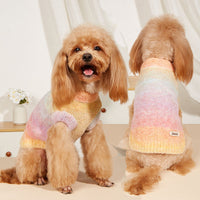 HKM-536019 Soft Glutinous Rainbow Circle Pet Sweater - Wool Acrylic Blend in Multiple Sizes