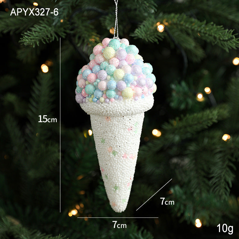HKM-536211 Creative Ice Cream and Candy Christmas Tree Decorations – Pastoral Foam Hanging Ornaments