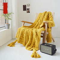 HKM-536275 Cozy Knitted Thread Blanket - Soft Acrylic Sofa Cover for Winter, 130x160 cm