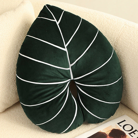 KTX-536275 Philodendron and Monstera Plant Pillow - Embroidered Plush Cushion 52x48cm & 52x44cm