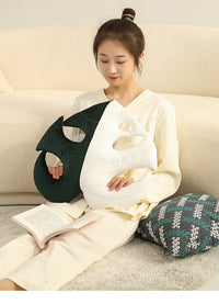 HKM-536275 Philodendron and Monstera Plant Pillow - Embroidered Plush Cushion 52x48cm & 52x44cm