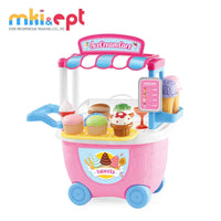 HKM-536275 Pink Ice Cream Cart Kitchen Set Toy with Shopping Trolley and Baskets for Kids Ages 2-7