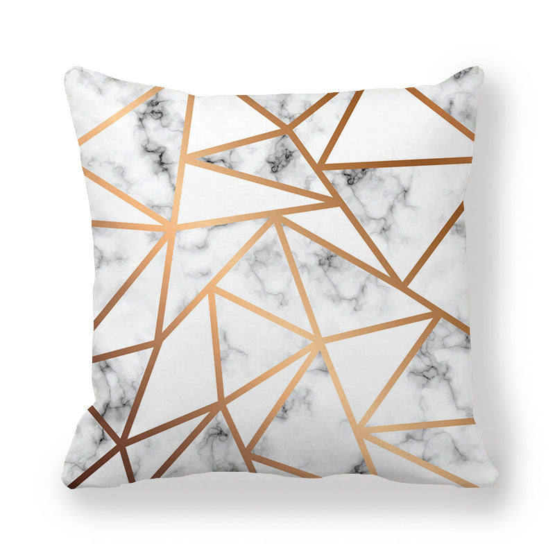 HKM-536403 Geometric Pattern Printed Peach Skin Fabric Pillow Cover 45x45cm