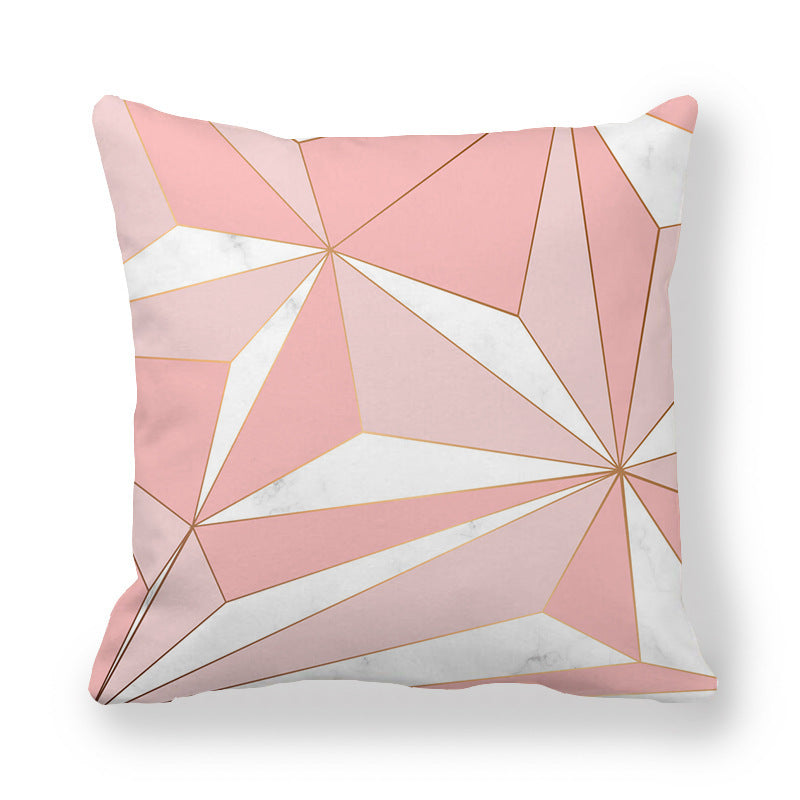 HKM-536403 Geometric Pattern Printed Peach Skin Fabric Pillow Cover 45x45cm