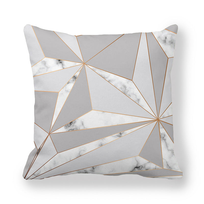 HKM-536403 Geometric Pattern Printed Peach Skin Fabric Pillow Cover 45x45cm