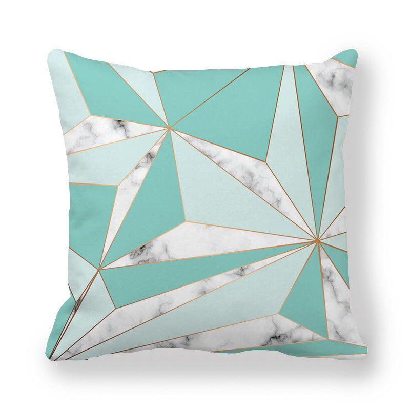 HKM-536403 Geometric Pattern Printed Peach Skin Fabric Pillow Cover 45x45cm