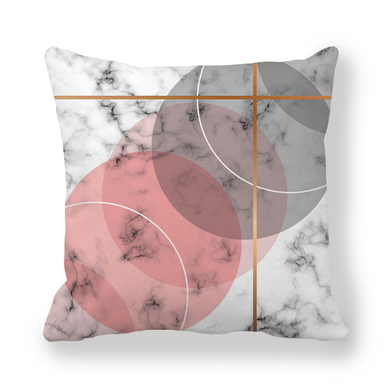 HKM-536403 Geometric Pattern Printed Peach Skin Fabric Pillow Cover 45x45cm