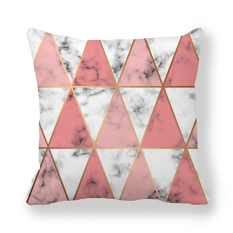 HKM-536403 Geometric Pattern Printed Peach Skin Fabric Pillow Cover 45x45cm