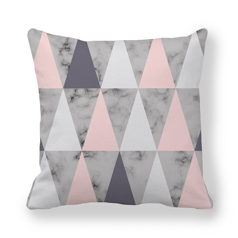 HKM-536403 Geometric Pattern Printed Peach Skin Fabric Pillow Cover 45x45cm