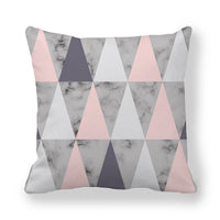 HKM-536403 Geometric Pattern Printed Peach Skin Fabric Pillow Cover 45x45cm