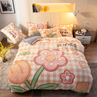HKM-536403 Velvet Four-Piece Bedding Set with Quilt Cover, Sheet, and Pillowcases for 1.5-2.0m Beds