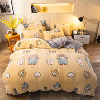 HKM-536403 Velvet Four-Piece Bedding Set with Quilt Cover, Sheet, and Pillowcases for 1.5-2.0m Beds
