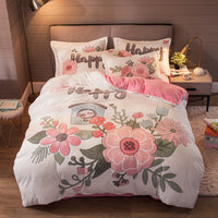 HKM-536403 Velvet Four-Piece Bedding Set with Quilt Cover, Sheet, and Pillowcases for 1.5-2.0m Beds
