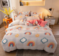 HKM-536403 Velvet Four-Piece Bedding Set with Quilt Cover, Sheet, and Pillowcases for 1.5-2.0m Beds
