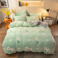 HKM-536403 Velvet Four-Piece Bedding Set with Quilt Cover, Sheet, and Pillowcases for 1.5-2.0m Beds