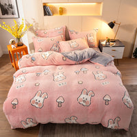 HKM-536403 Velvet Four-Piece Bedding Set with Quilt Cover, Sheet, and Pillowcases for 1.5-2.0m Beds