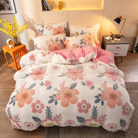 HKM-536403 Velvet Four-Piece Bedding Set with Quilt Cover, Sheet, and Pillowcases for 1.5-2.0m Beds