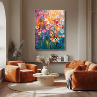 HKM-536531 Hand-Painted Abstract Tulip Oil Painting on Canvas for Modern Home Decor