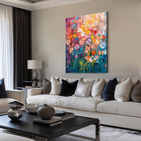 HKM-536531 Hand-Painted Abstract Tulip Oil Painting on Canvas for Modern Home Decor