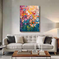 HKM-536531 Hand-Painted Abstract Tulip Oil Painting on Canvas for Modern Home Decor