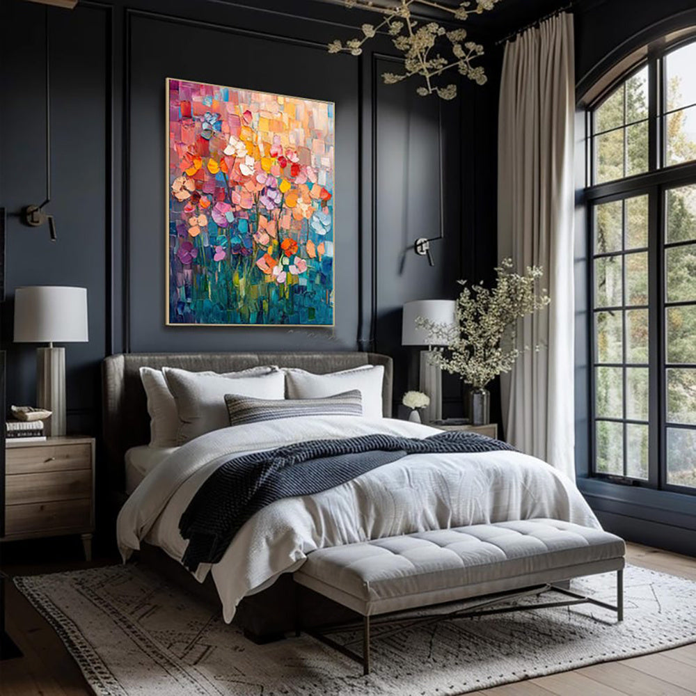 HKM-536531 Hand-Painted Abstract Tulip Oil Painting on Canvas for Modern Home Decor