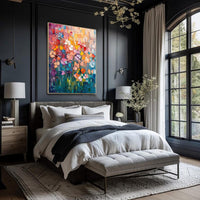 HKM-536531 Hand-Painted Abstract Tulip Oil Painting on Canvas for Modern Home Decor