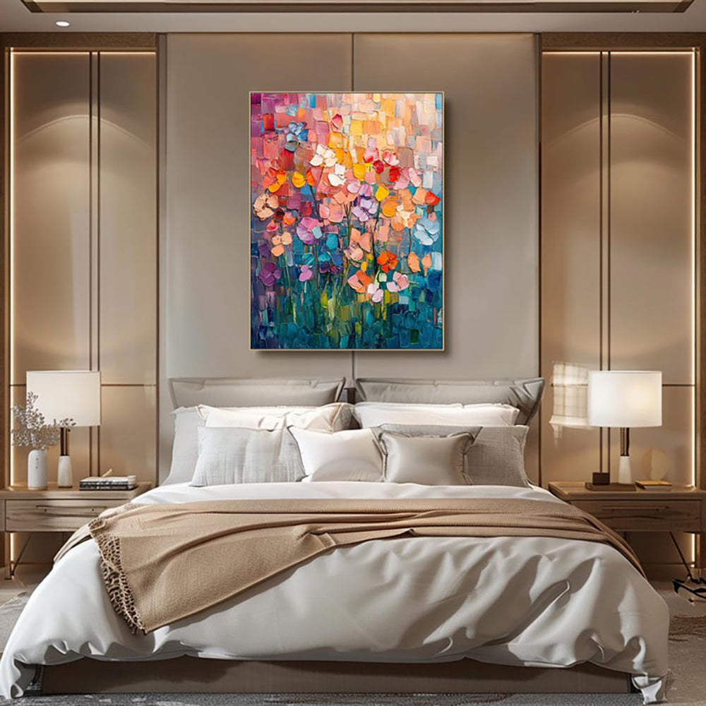 HKM-536531 Hand-Painted Abstract Tulip Oil Painting on Canvas for Modern Home Decor