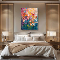 HKM-536531 Hand-Painted Abstract Tulip Oil Painting on Canvas for Modern Home Decor