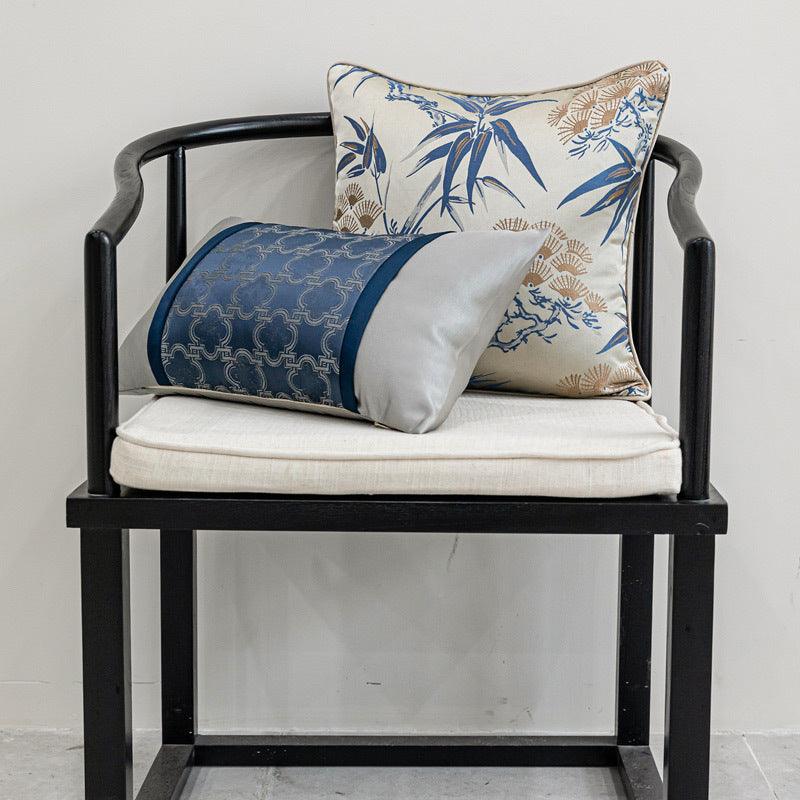 HKM-536595 Minimalist Blue Pine Cypress and Jacquard Pillowcase Set