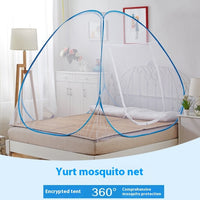HKM-536595 Mongolian Style Polyester Fiber Mosquito Net for Bedrooms - Installation-Free, Solid Color