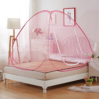 HKM-536595 Mongolian Style Polyester Fiber Mosquito Net for Bedrooms - Installation-Free, Solid Color