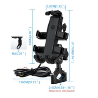 HKM-536659 Motorcycle Phone Holder with USB Charging for Navigation - Simple ABS Design