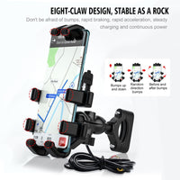 HKM-536659 Motorcycle Phone Holder with USB Charging for Navigation - Simple ABS Design