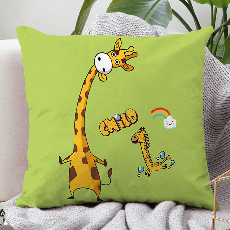HKM-536659 Plush Double-Sided Cute Animals Pillow Cover – Washable and Removable, 40x40cm, 45x45cm, 50x50cm