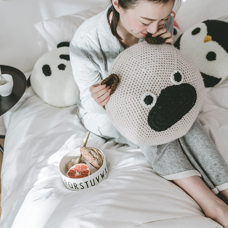 HKM-536723 Round Baby Fleece Braided Pillow Cushion, 35cm Diameter, Soft and Washable