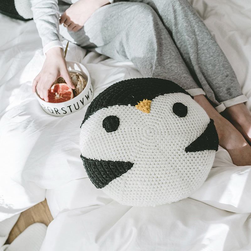 HKM-536723 Round Baby Fleece Braided Pillow Cushion, 35cm Diameter, Soft and Washable