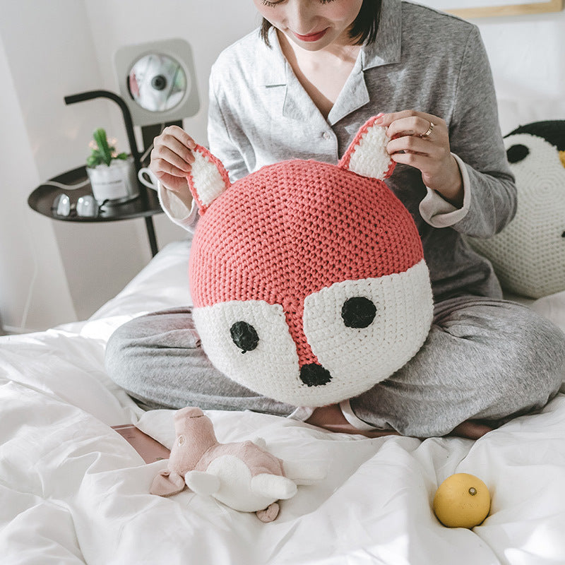 HKM-536723 Round Baby Fleece Braided Pillow Cushion, 35cm Diameter, Soft and Washable