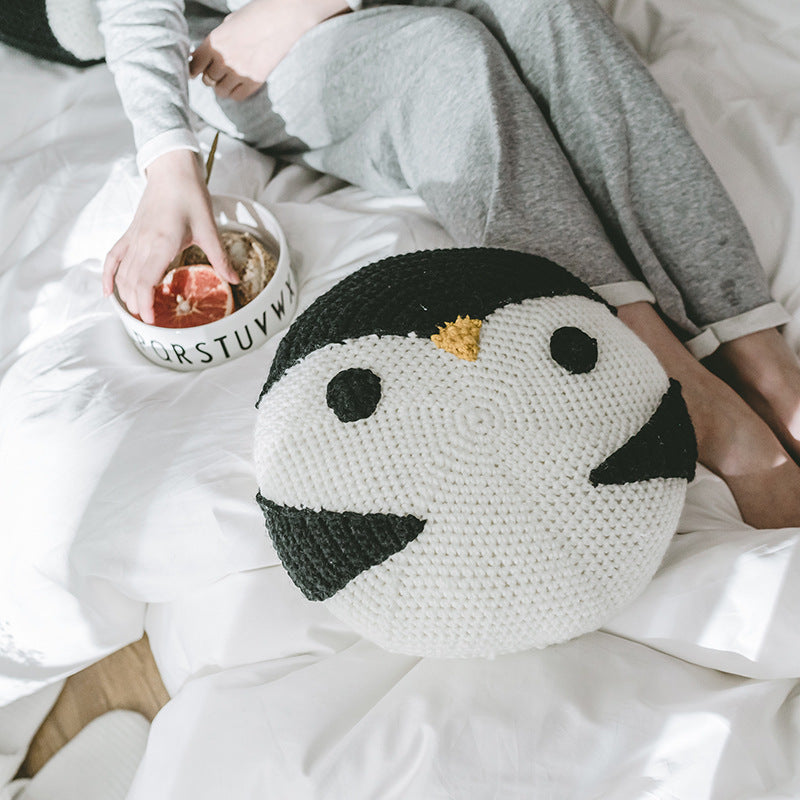 HKM-536723 Round Baby Fleece Braided Pillow Cushion, 35cm Diameter, Soft and Washable