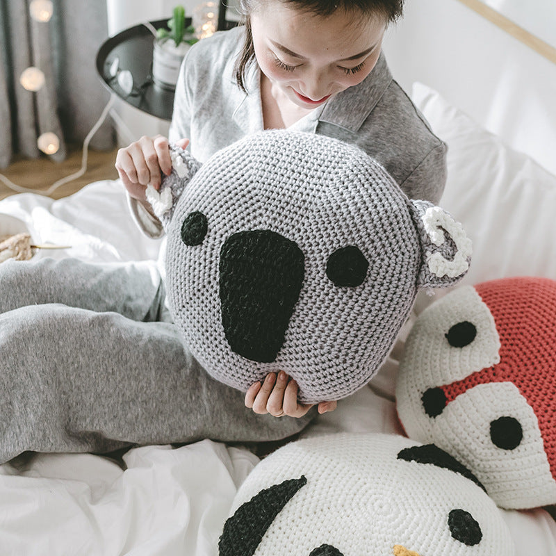 HKM-536723 Round Baby Fleece Braided Pillow Cushion, 35cm Diameter, Soft and Washable