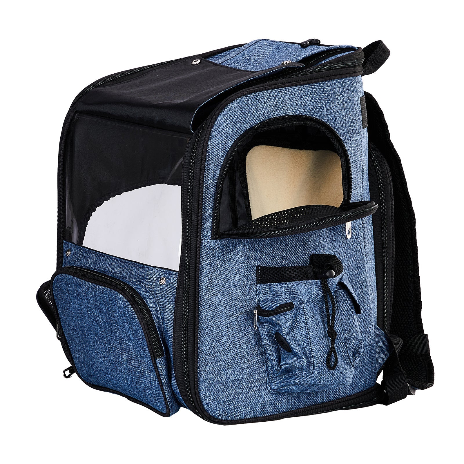 HKM-536787 Expandable Pet Carrier Backpack for Small Dogs and Cats, Breathable Travel Design, Supports Up to 26 lbs