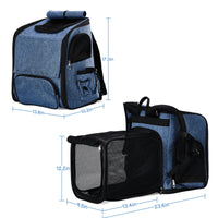 HKM-536787 Expandable Pet Carrier Backpack for Small Dogs and Cats, Breathable Travel Design, Supports Up to 26 lbs