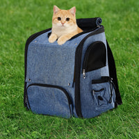 HKM-536787 Expandable Pet Carrier Backpack for Small Dogs and Cats, Breathable Travel Design, Supports Up to 26 lbs