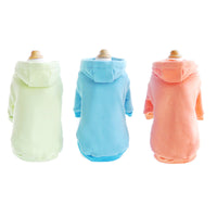 HKM-536851 Casual Macaron Hooded Pet Sweatshirt in Tender Green, Water Blue, and Orange Powder