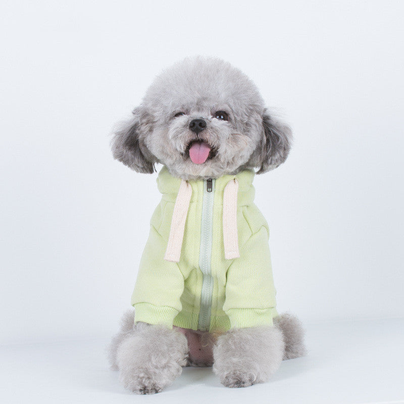 HKM-536851 Casual Macaron Hooded Pet Sweatshirt in Tender Green, Water Blue, and Orange Powder