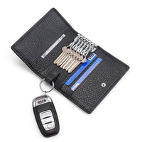 HKM-536851 Multi-Color Cowhide Leather Key Case and Coin Purse with Zipper Closure - Soft Genuine Leather Design
