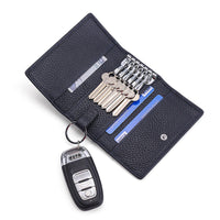 HKM-536851 Multi-Color Cowhide Leather Key Case and Coin Purse with Zipper Closure - Soft Genuine Leather Design